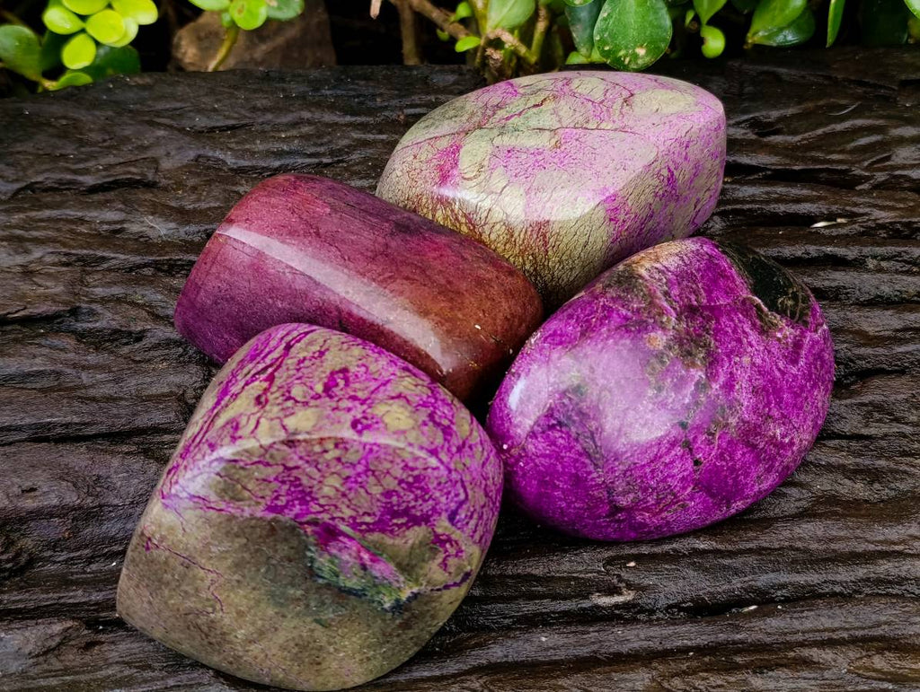 Polished Stichtite Standing Free Forms x 4 From Barberton, South Africa - Toprock Gemstones and Minerals 