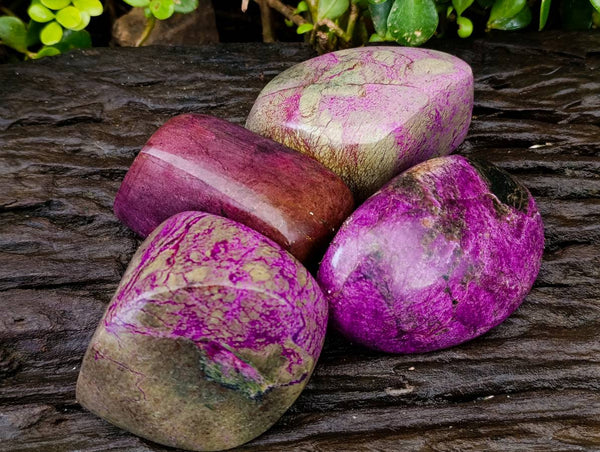 Polished Stichtite Standing Free Forms x 4 From Barberton, South Africa