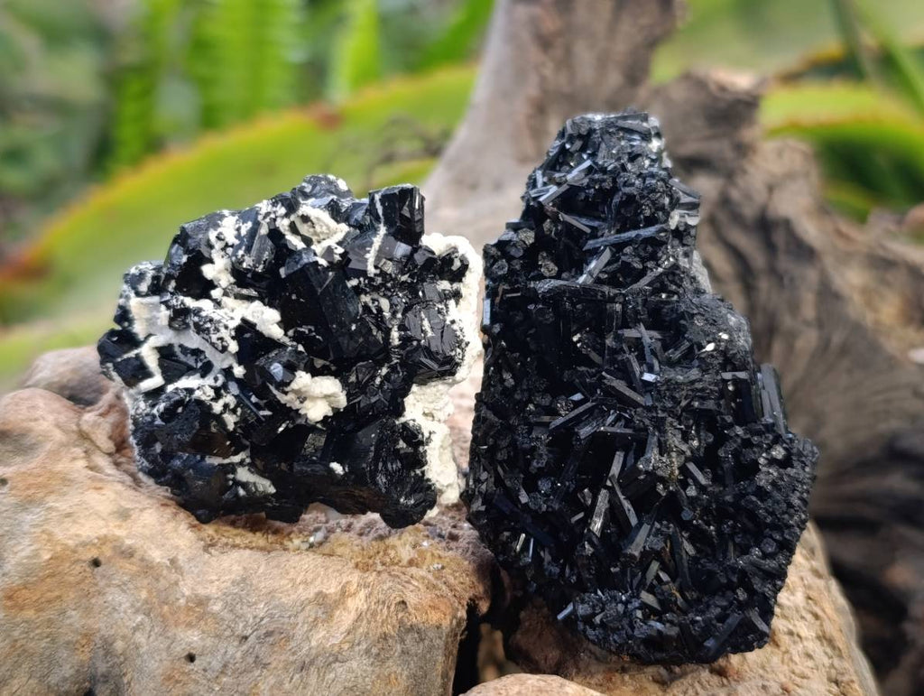 Natural Schorl Black Tourmaline Specimens x 12 From Namibia - Toprock Gemstones and Minerals 