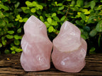 Polished Rose Quartz Flames x 2 From Madagascar - Toprock Gemstones and Minerals 