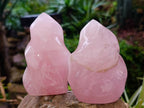 Polished Rose Quartz Flames x 2 From Madagascar - Toprock Gemstones and Minerals 