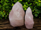 Polished Rose Quartz Flames x 2 From Madagascar - Toprock Gemstones and Minerals 