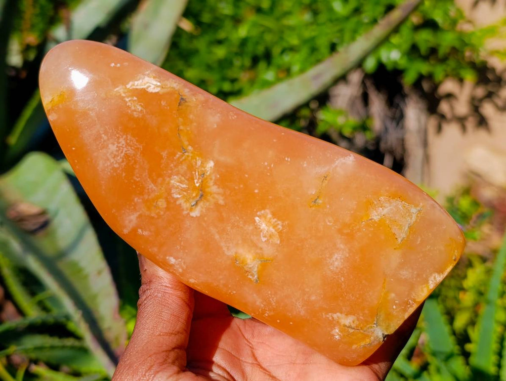 Polished Orange Twist Calcite Standing Free Forms x 2 From Madagascar - Toprock Gemstones and Minerals 