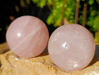 Polished Rose Quartz Spheres x 4 Madagascar