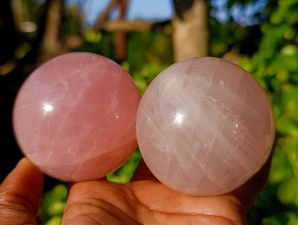 Polished Rose Quartz Spheres x 4 Madagascar
