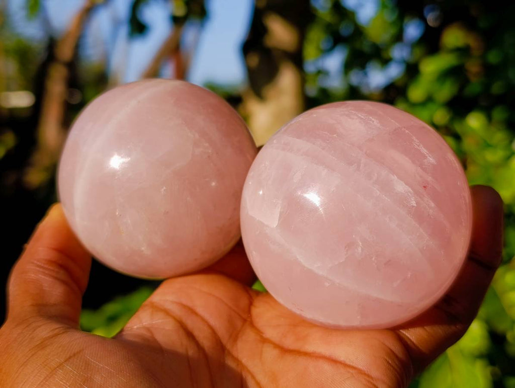 Polished Rose Quartz Spheres x 4 Madagascar - Toprock Gemstones and Minerals 