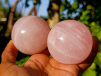 Polished Rose Quartz Spheres x 4 Madagascar