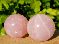 Polished Rose Quartz Spheres x 4 Madagascar