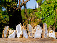 Polished On One Side Blue Lace Agate x 12 From Malawi