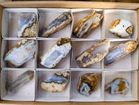 Polished On One Side Blue Lace Agate x 12 From Malawi