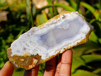 Polished On One Side Blue Lace Agate x 12 From Malawi