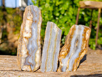Polished On One Side Blue Lace Agate x 12 From Malawi