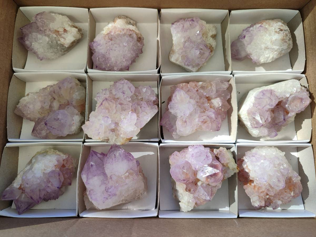 Natural Sunburst Amethyst Spirit Quartz Clusters x 12 From Boekenhouthoek, South Africa - Toprock Gemstones and Minerals 