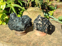 Natural Schorl Black Tourmaline With Cubic Fluorite Specimens x 2 From Namibia