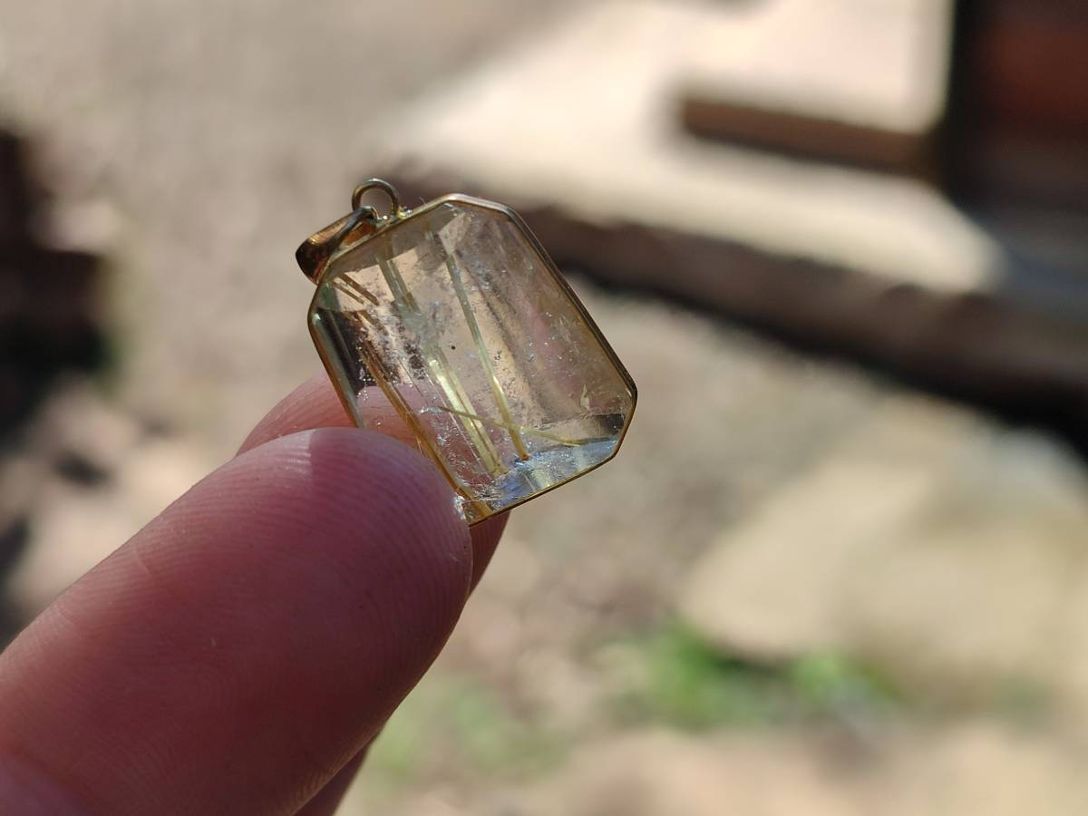 Hand Made Golden Rutile Quartz 9ct Gold Pendants x 5 From Madagascar - Toprock Gemstones and Minerals 