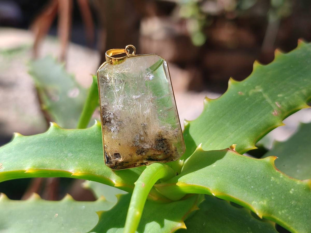 Hand Made Golden Rutile Quartz 9ct Gold Pendants x 5 From Madagascar - Toprock Gemstones and Minerals 