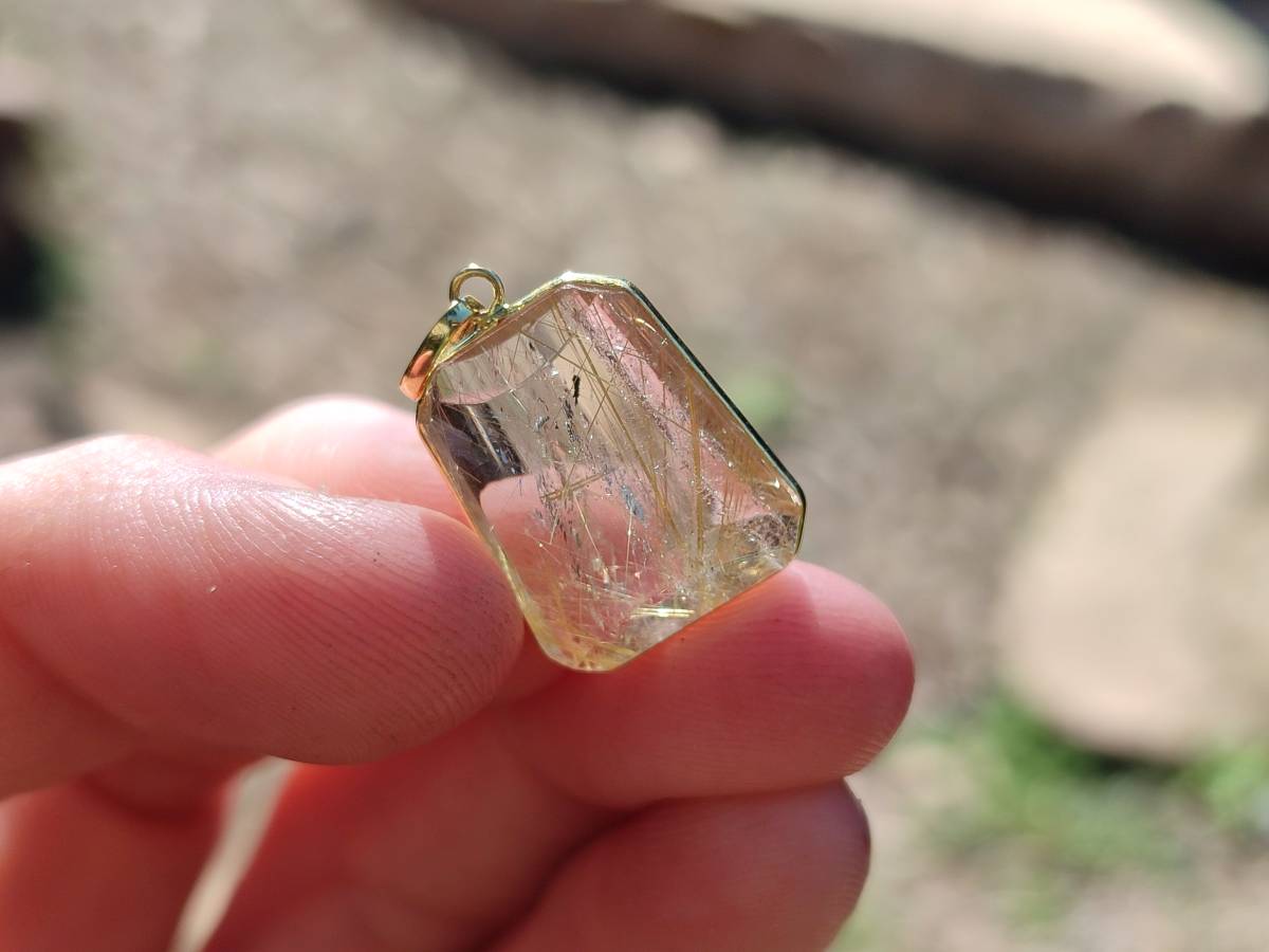 Hand Made Golden Rutile Quartz 9ct Gold Pendants x 5 From Madagascar - Toprock Gemstones and Minerals 