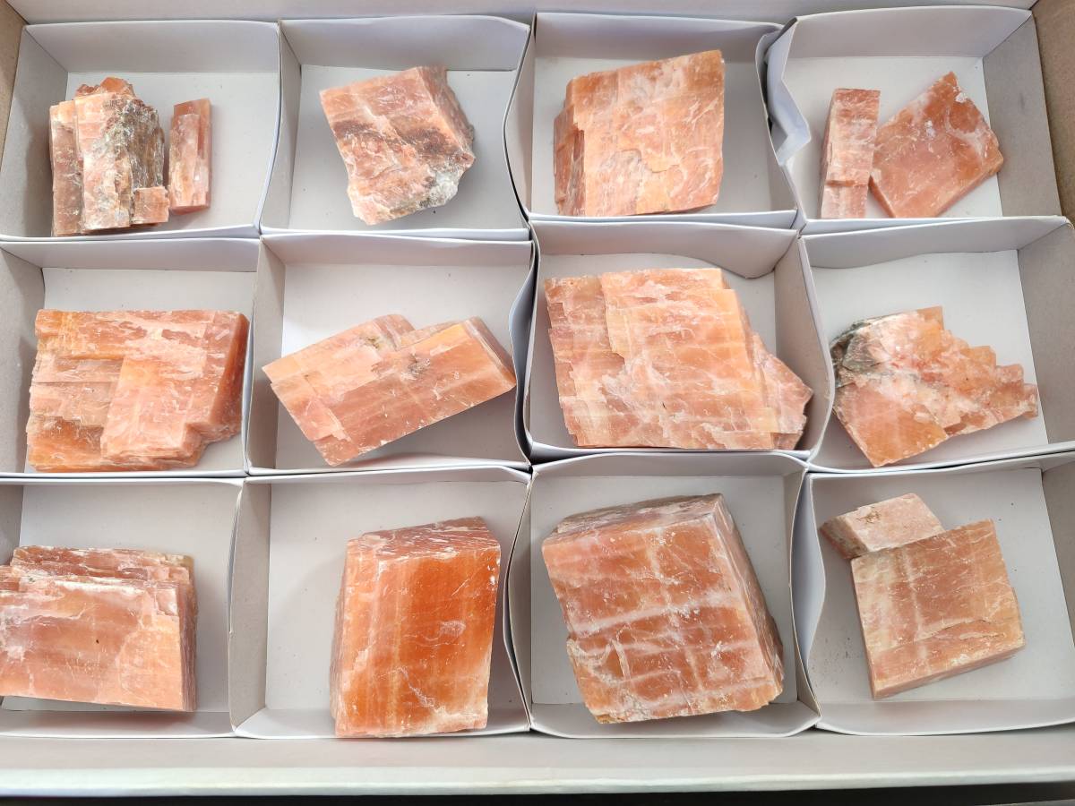 Natural Sunset Orange Calcite Specimens x 15 From Spitzkop, Namibia - Toprock Gemstones and Minerals 