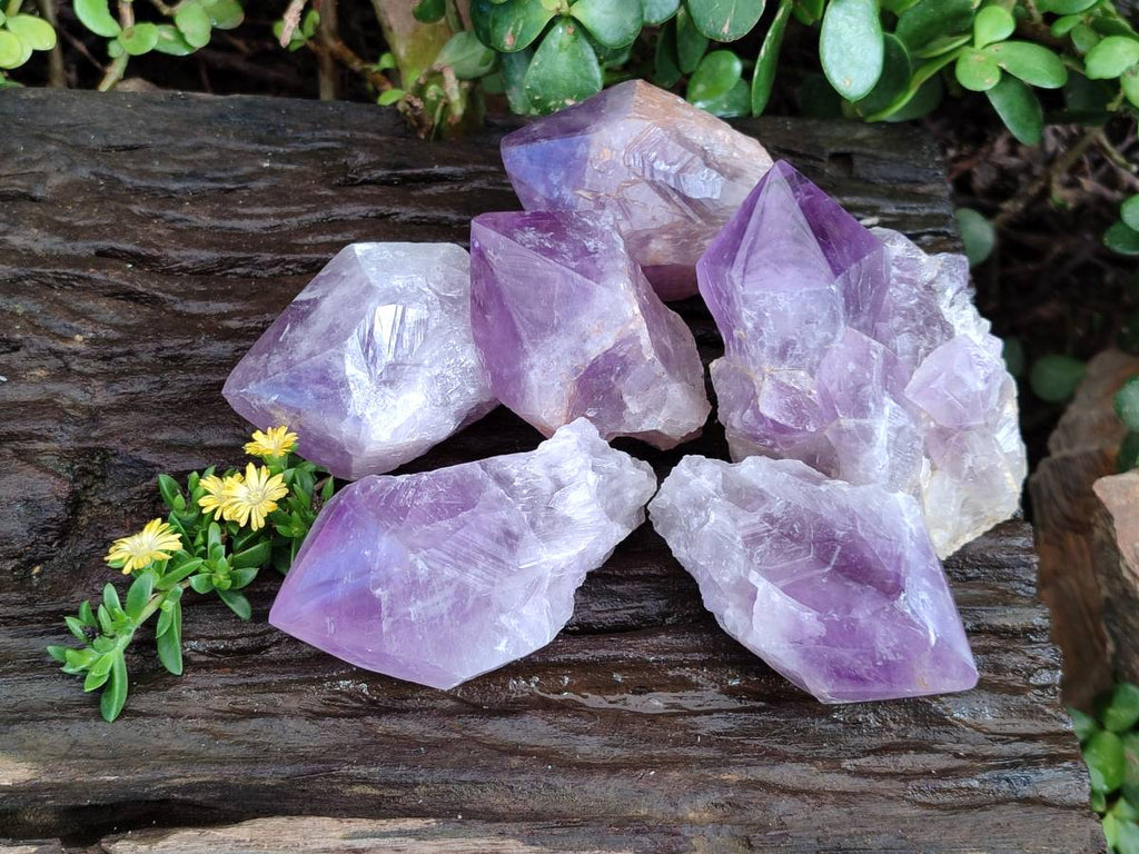 Polished Jacaranda Amethyst Quartz Crystals x 6 From Mumbwa, Zambia - Toprock Gemstones and Minerals 