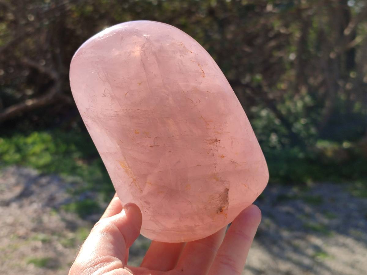 Polished Rose Quartz Standing Free Forms x 2 Madagascar - Toprock Gemstones and Minerals 