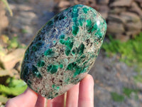 Polished Emerald Mica In Matrix Standing Free Forms x 2 From Mutoko, Zimbabwe - Toprock Gemstones and Minerals 