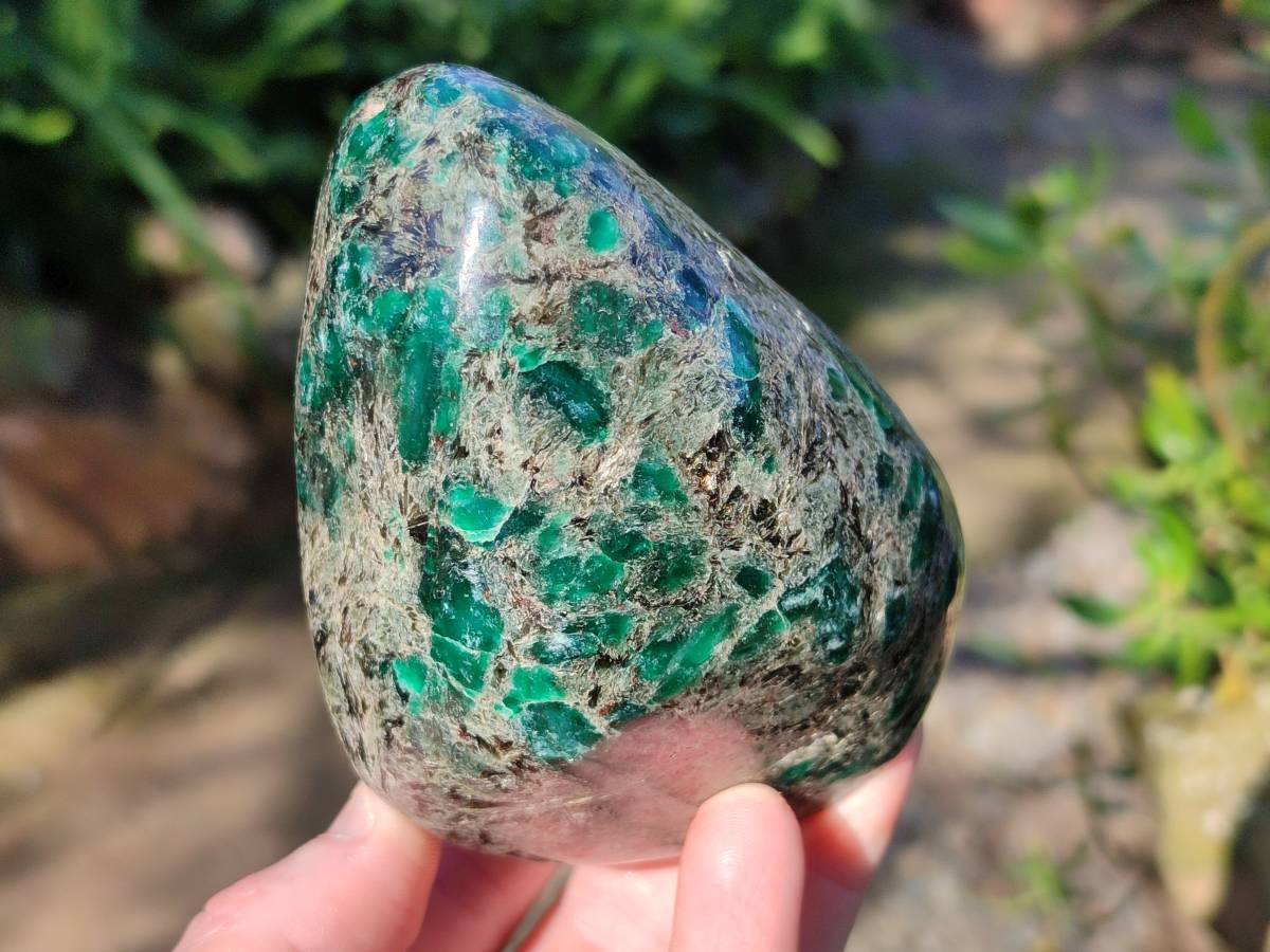 Polished Emerald Mica In Matrix Standing Free Forms x 2 From Mutoko, Zimbabwe - Toprock Gemstones and Minerals 