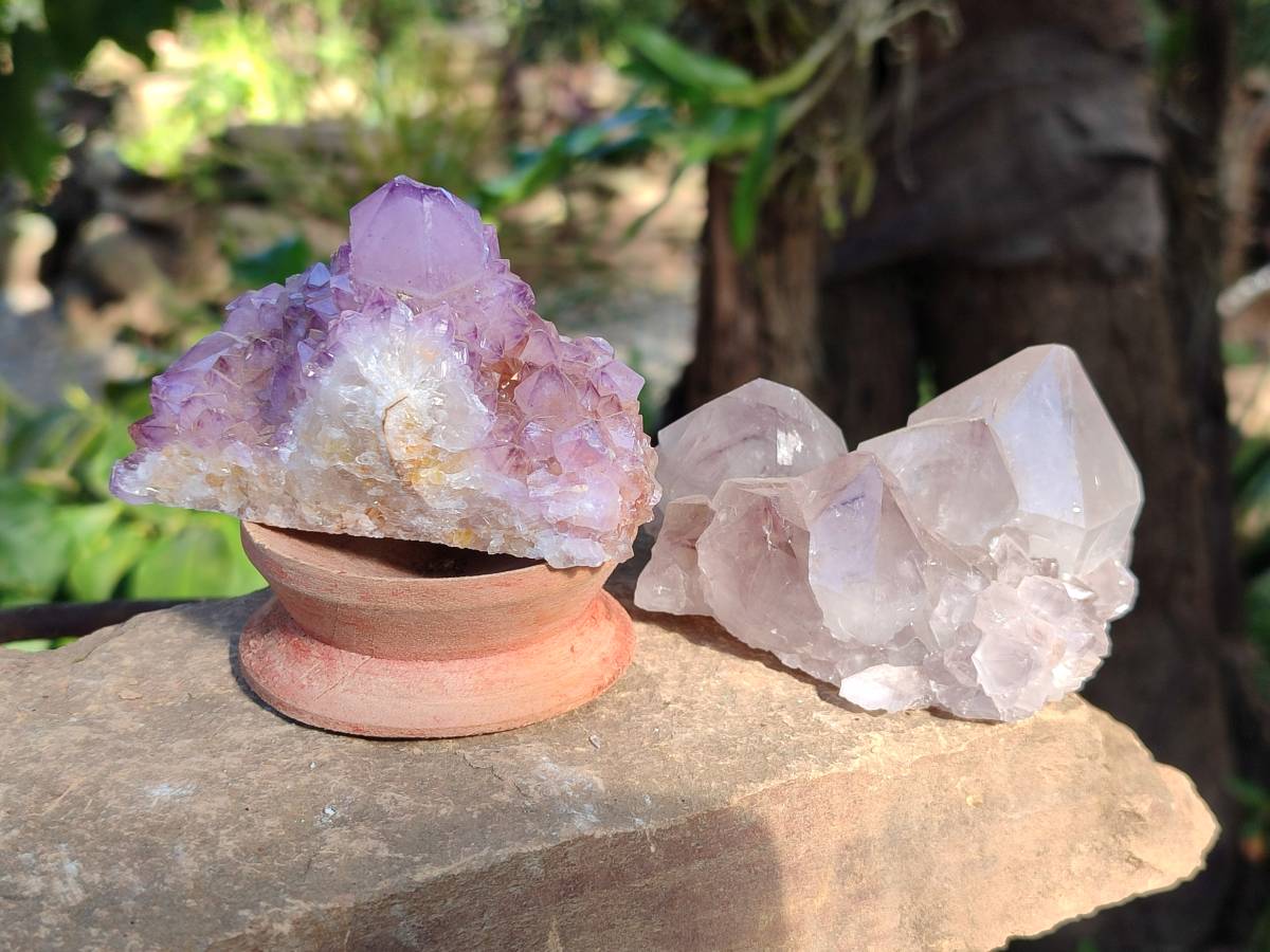 Natural Amethyst Spirit Quartz Clusters x 3 From Boekenhouthoek, South Africa - Toprock Gemstones and Minerals 