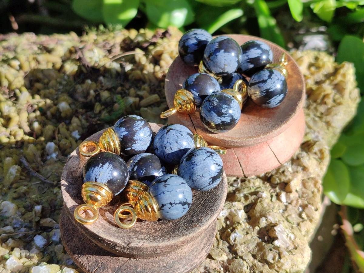 Hand Made Snowflake Obsidian Pendants x 28 From Mexico - Toprock Gemstones and Minerals 