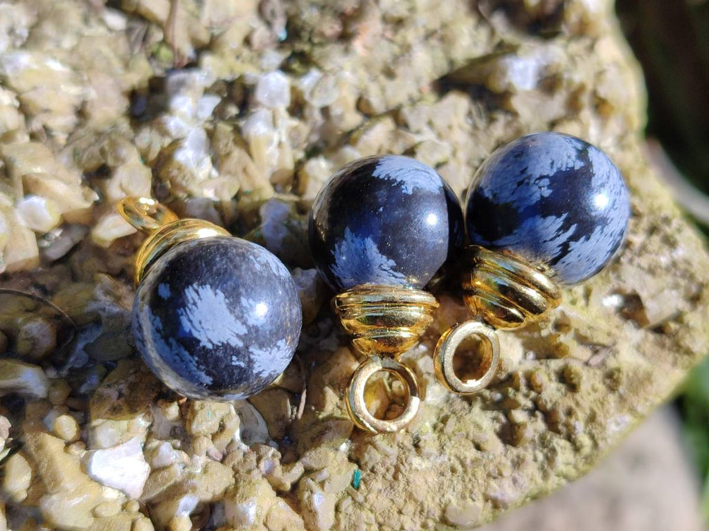 Hand Made Snowflake Obsidian Pendants x 28 From Mexico - Toprock Gemstones and Minerals 