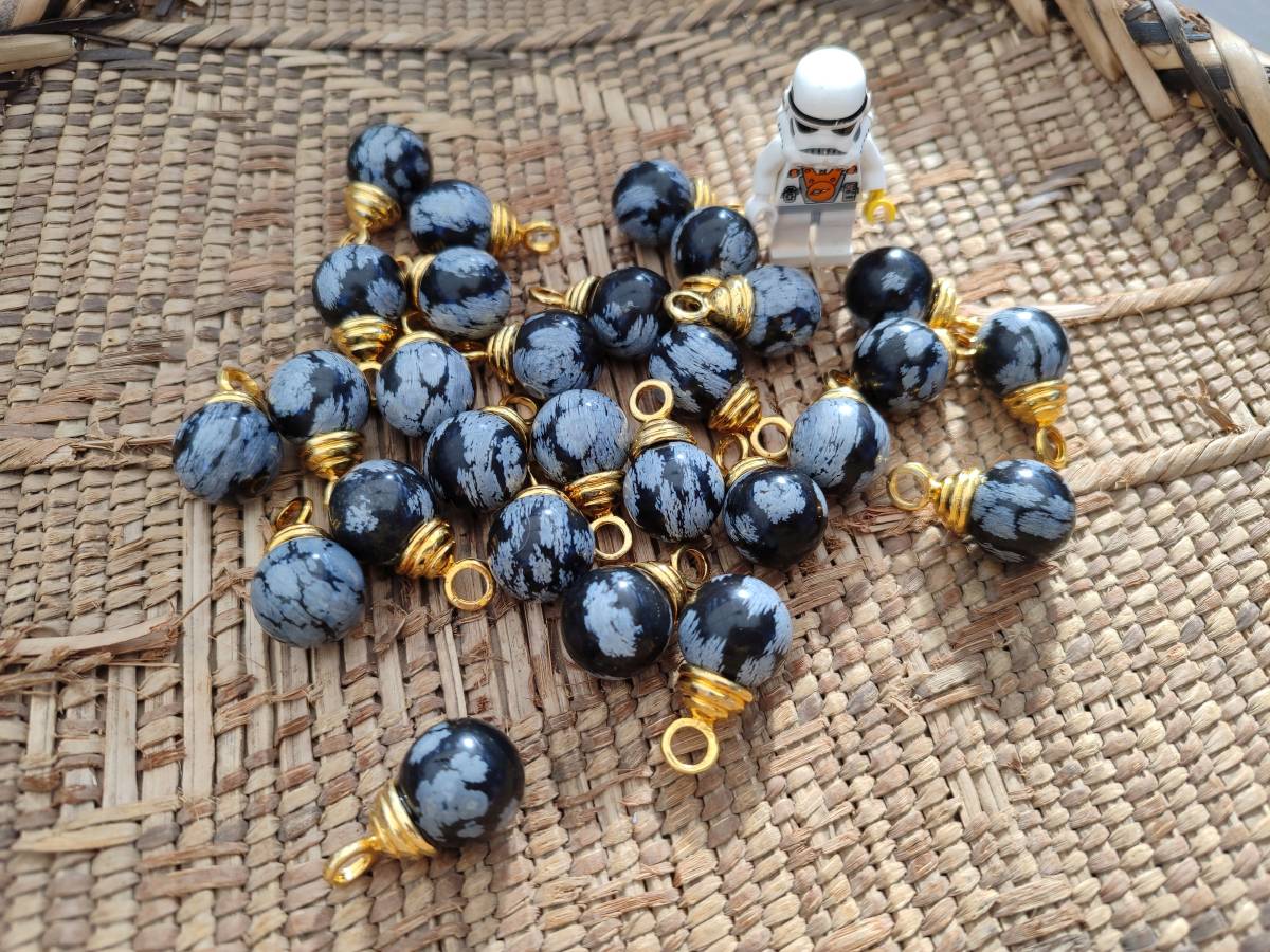 Hand Made Snowflake Obsidian Pendants x 28 From Mexico - Toprock Gemstones and Minerals 