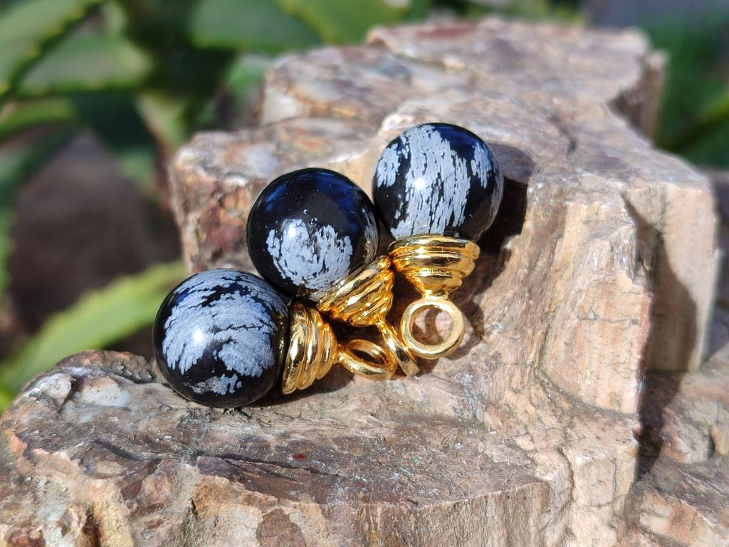 Hand Made Snowflake Obsidian Pendants x 28 From Mexico - Toprock Gemstones and Minerals 