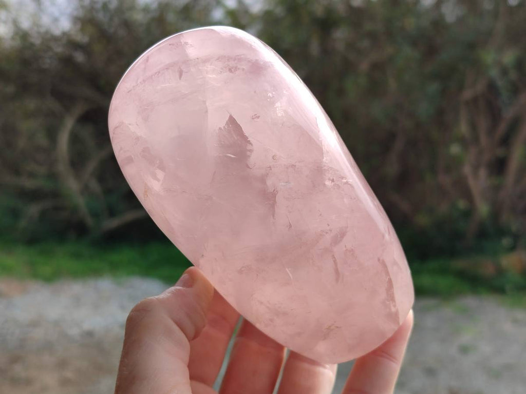 Polished Rose Quartz Standing Free Forms x 2 Madagascar - Toprock Gemstones and Minerals 
