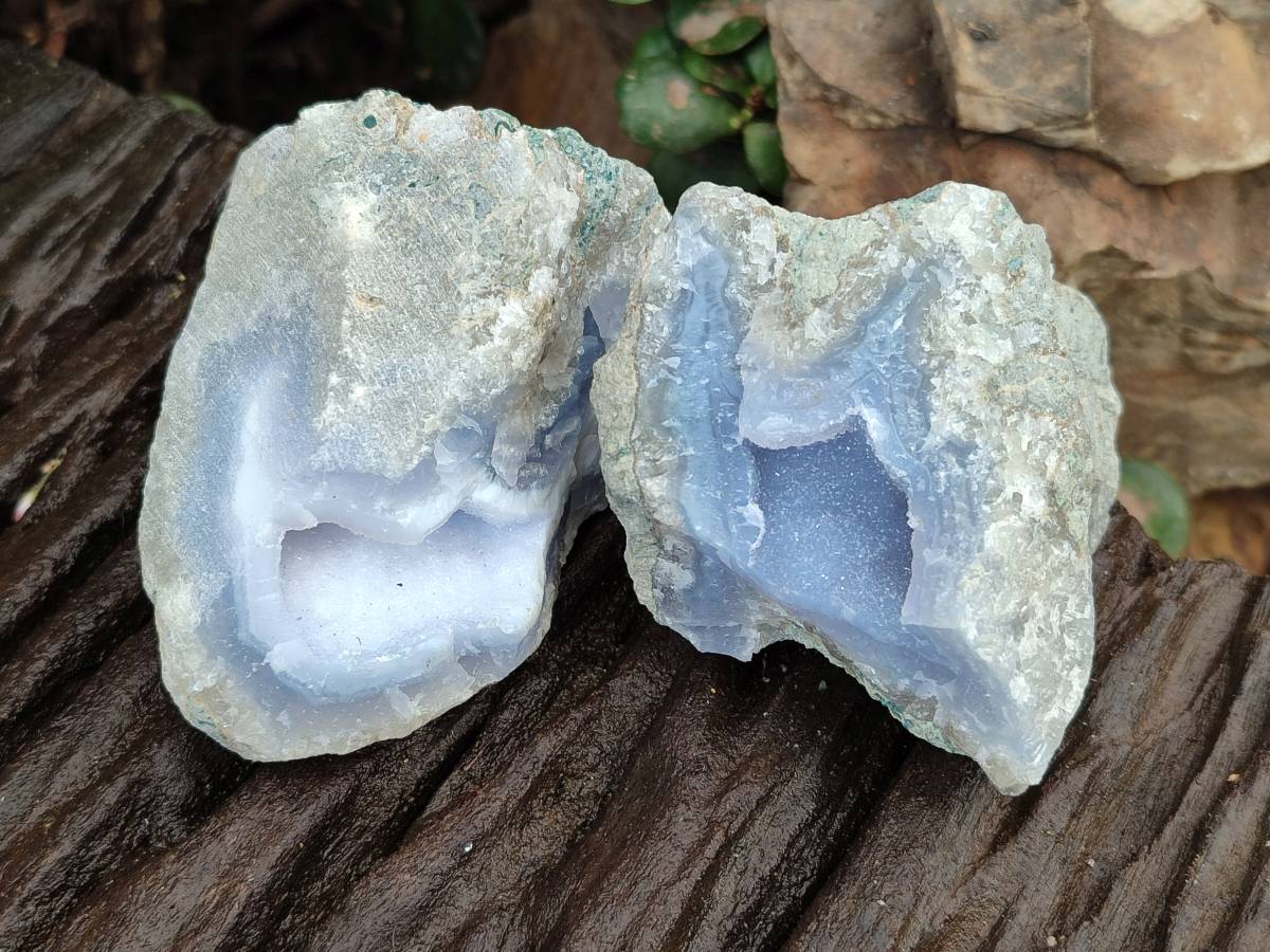 Natural Blue Lace Agate Geode Specimens x 24 From Malawi - Toprock Gemstones and Minerals 