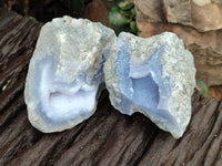 Natural Blue Lace Agate Geode Specimens x 24 From Malawi