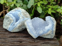 Natural Blue Lace Agate Geode Specimens x 24 From Malawi