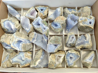 Natural Blue Lace Agate Geode Specimens x 24 From Malawi