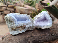 Natural Blue Lace Agate Geode Specimens x 24 From Malawi