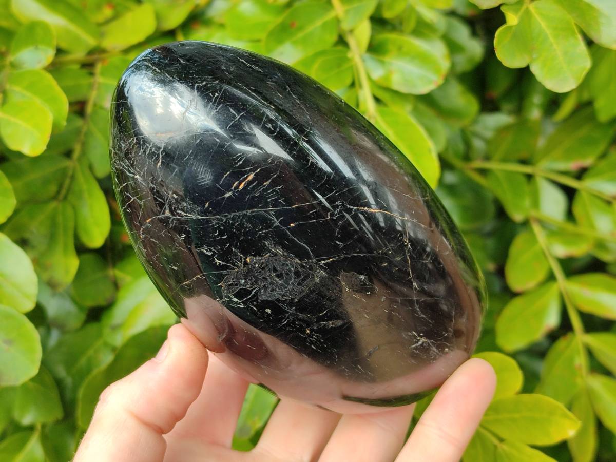 Polished Black Tourmaline Standing Free Form x 1 From Madagascar - Toprock Gemstones and Minerals 