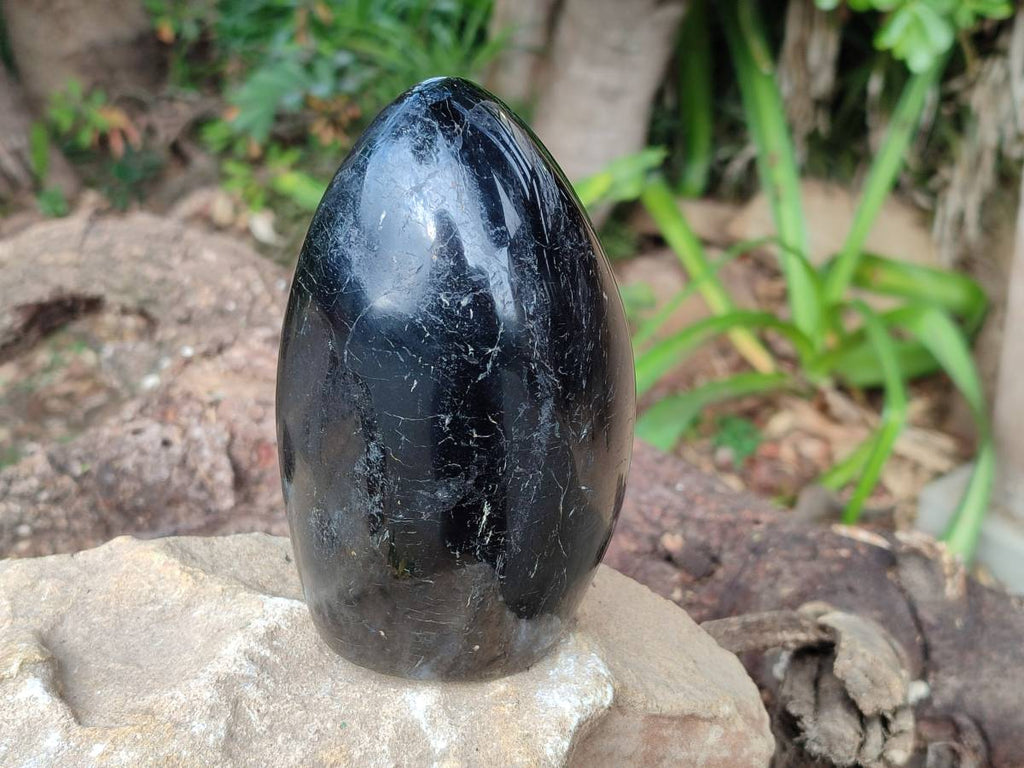 Polished Black Tourmaline Standing Free Form x 1 From Madagascar - Toprock Gemstones and Minerals 