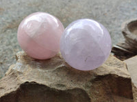 Polished Rose Quartz Spheres x 2 Madagascar