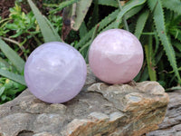 Polished Rose Quartz Spheres x 2 Madagascar