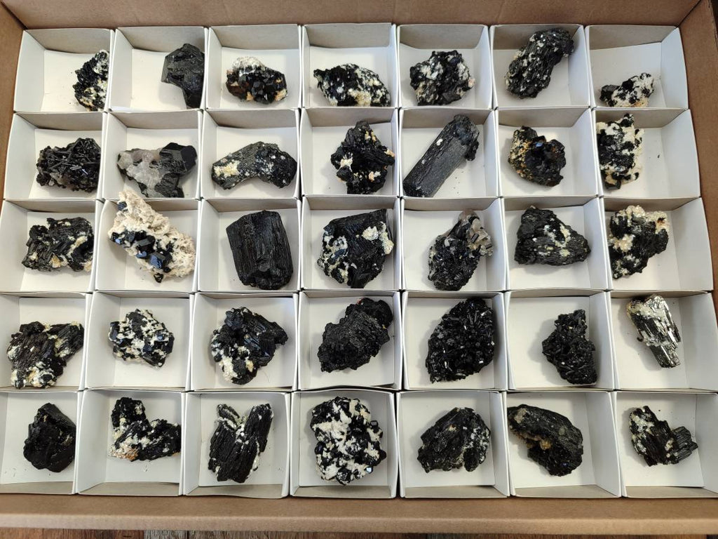 Natural Schorl Black Tourmaline Specimens x 35 From Namibia - Toprock Gemstones and Minerals 