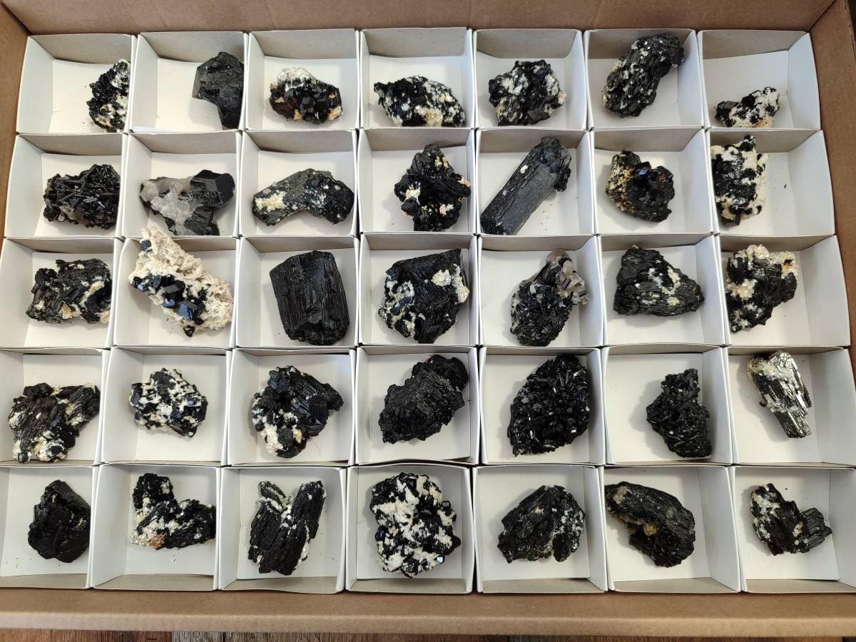 Natural Schorl Black Tourmaline Specimens x 35 From Namibia - Toprock Gemstones and Minerals 