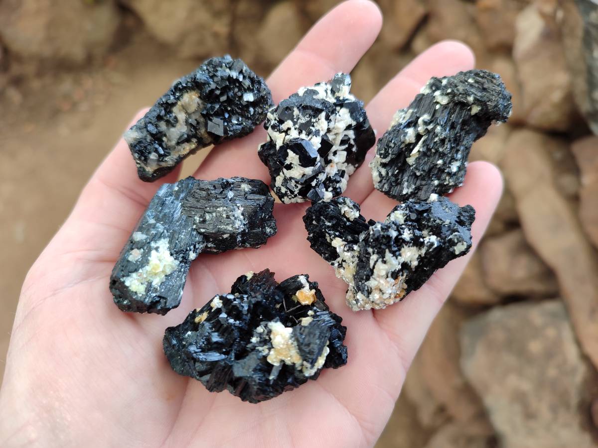 Natural Schorl Black Tourmaline Specimens x 35 From Namibia - Toprock Gemstones and Minerals 
