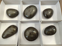 Polished Rare Pharaoh Stone Pyrite in Basalt Palm Stones x 6 Iron Duke Mine, Zimbabwe - Toprock Gemstones and Minerals 
