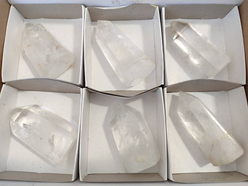 Polished Clear Quartz Crystals x 6 From Madagascar - Toprock Gemstones and Minerals 
