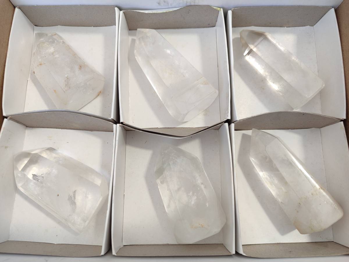Polished Clear Quartz Crystals x 6 From Madagascar - Toprock Gemstones and Minerals 