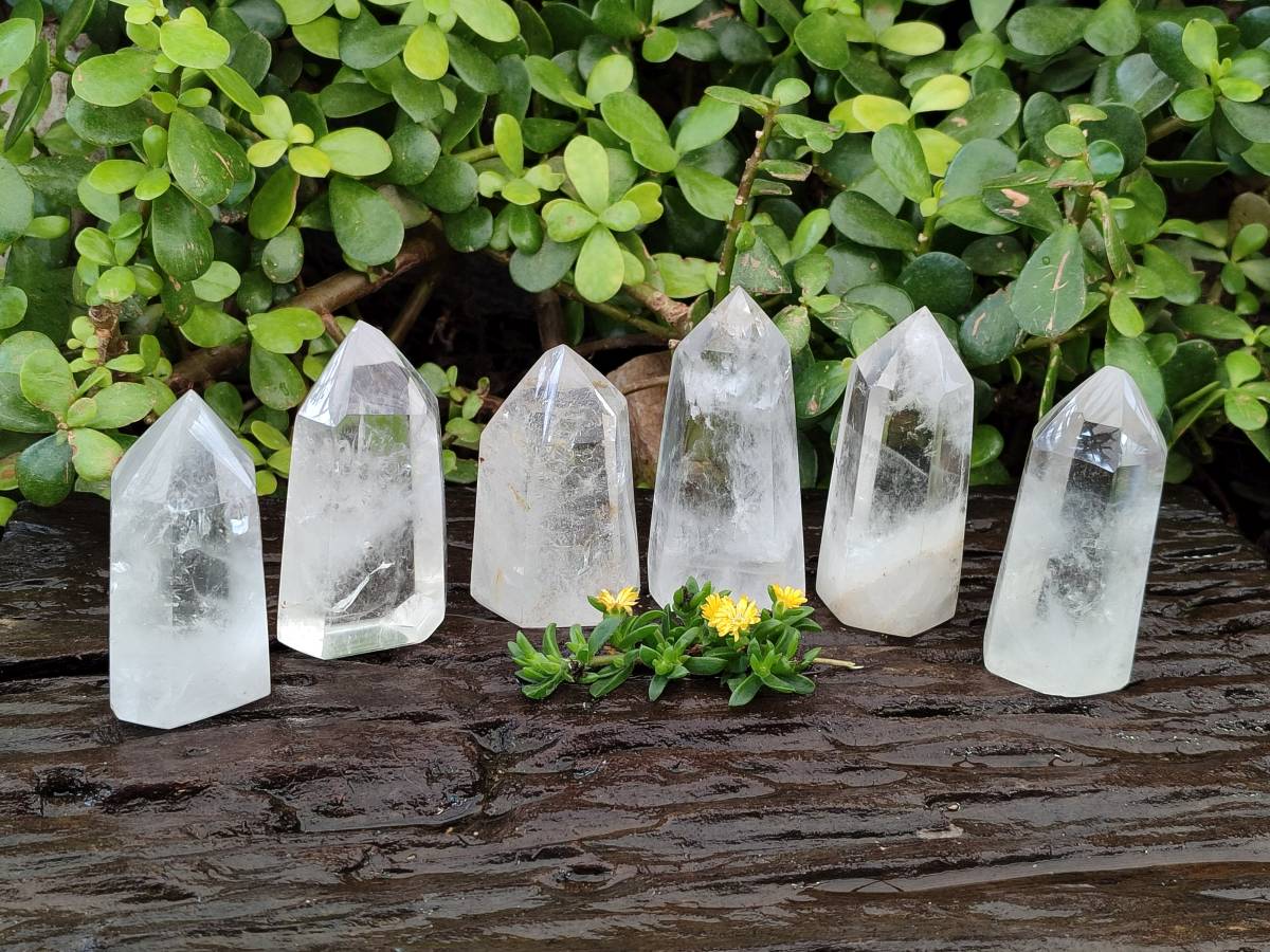 Polished Clear Quartz Crystals x 6 From Madagascar - Toprock Gemstones and Minerals 