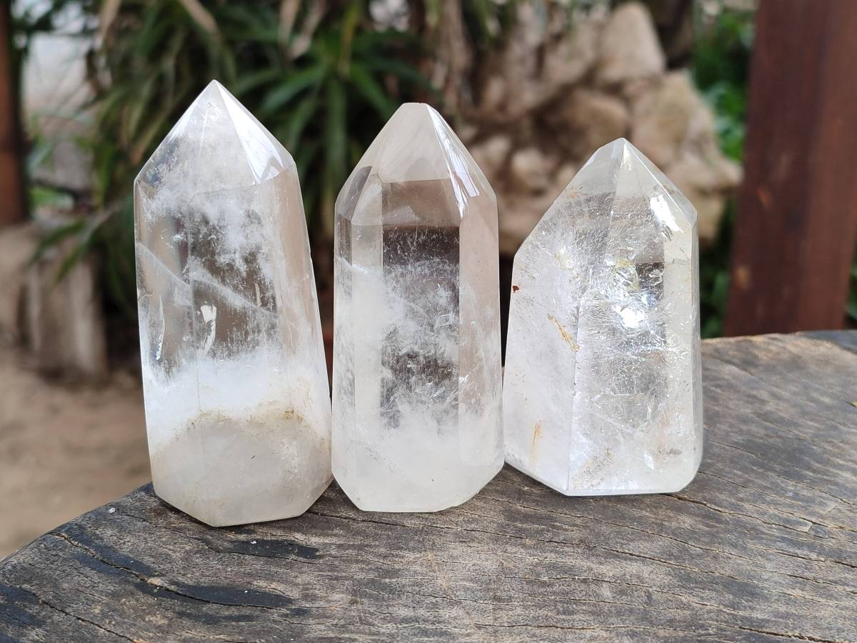 Polished Clear Quartz Crystals x 6 From Madagascar - Toprock Gemstones and Minerals 
