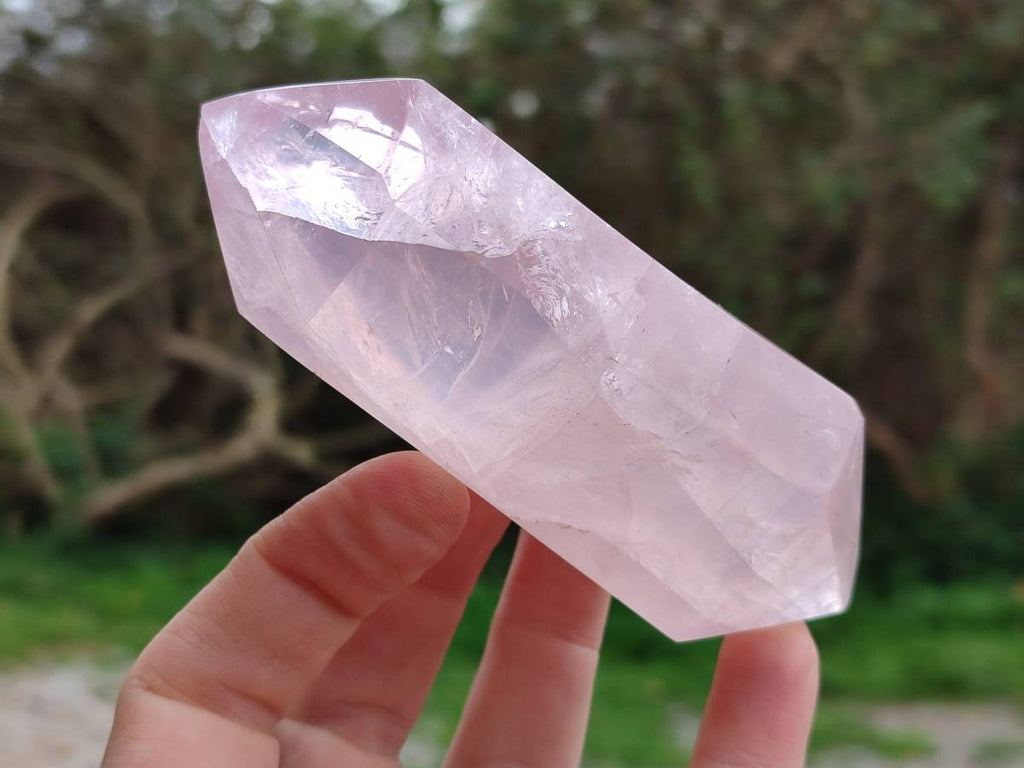Polished Double Terminated Rose Quartz Points x 6 Madagascar - Toprock Gemstones and Minerals 